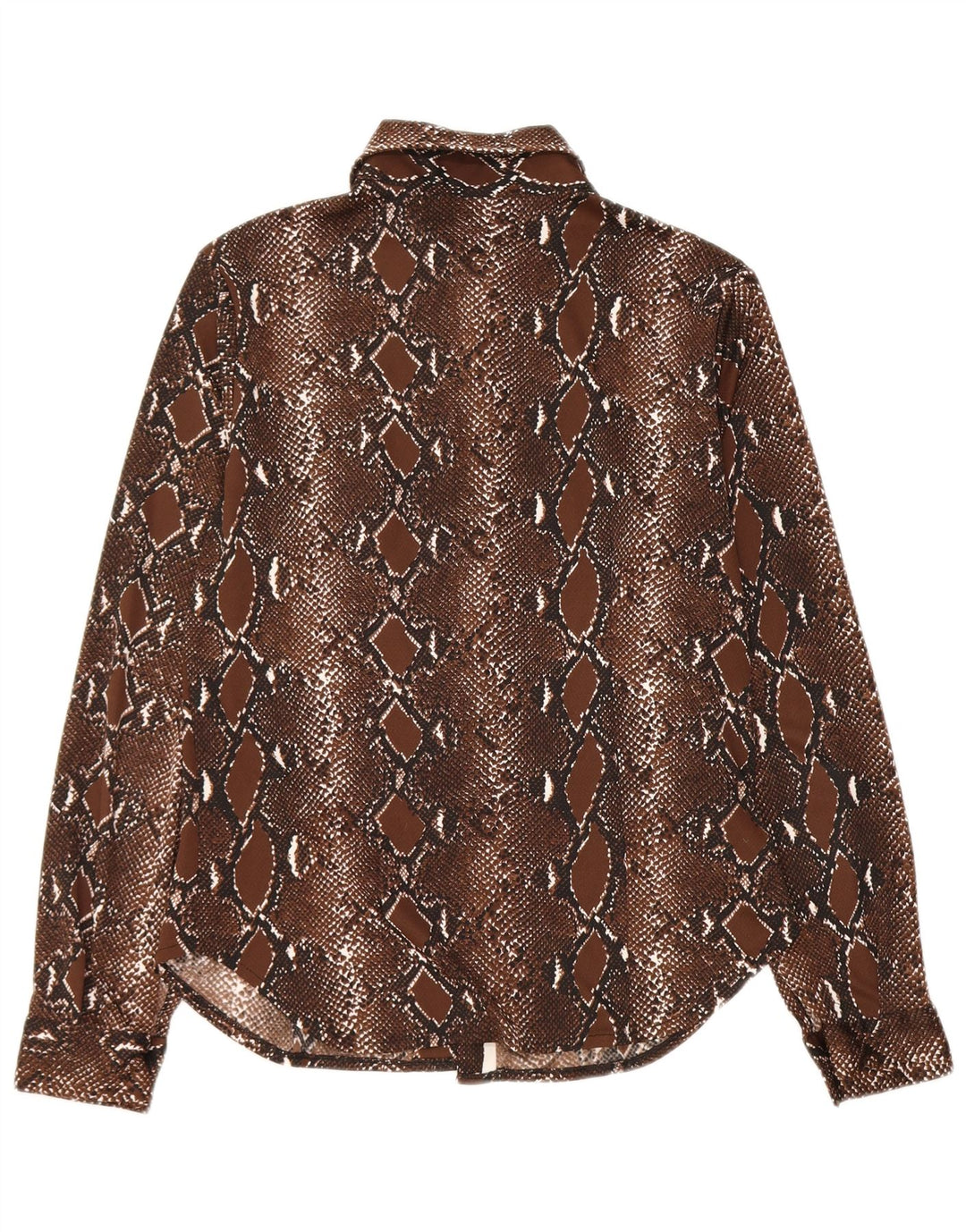 Blusa feminina vintage UK 12 poliéster estampa animal marrom médio