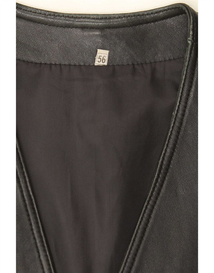 Colete de couro masculino vintage IT 56 3XL preto