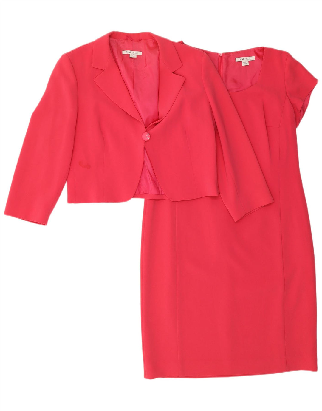 Conjunto feminino Marella de 1 botão e 2 peças Reino Unido 14 grande triacetato rosa
