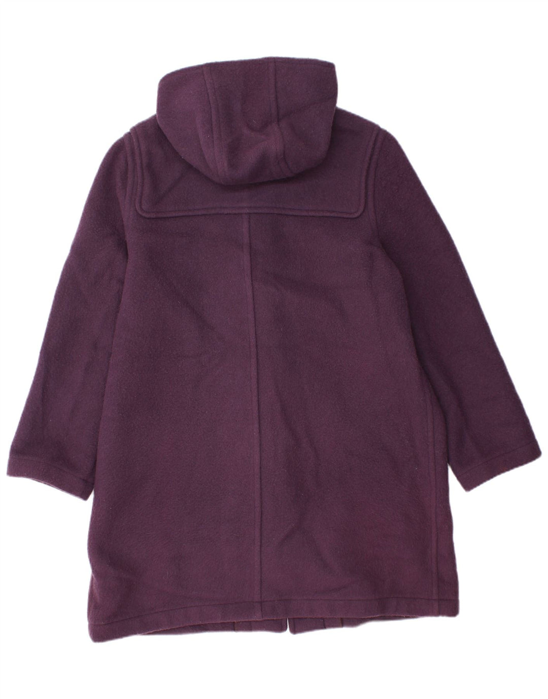 Casaco Duffle feminino vintage com capuz Reino Unido 14 grande lã roxa