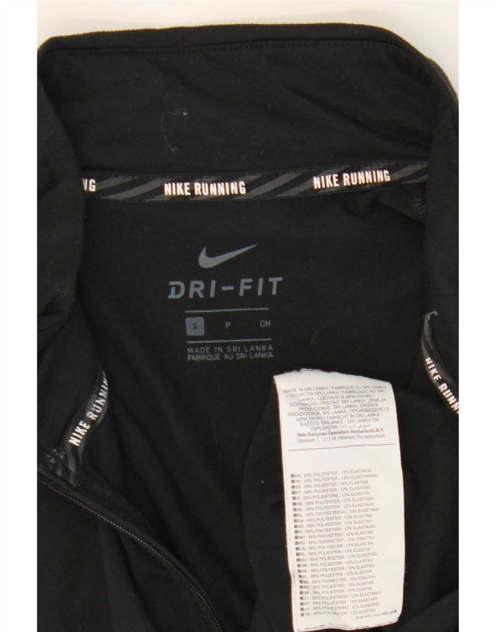 Pulôver masculino Nike Dri Fit com gola e zíper, top pequeno de poliéster preto