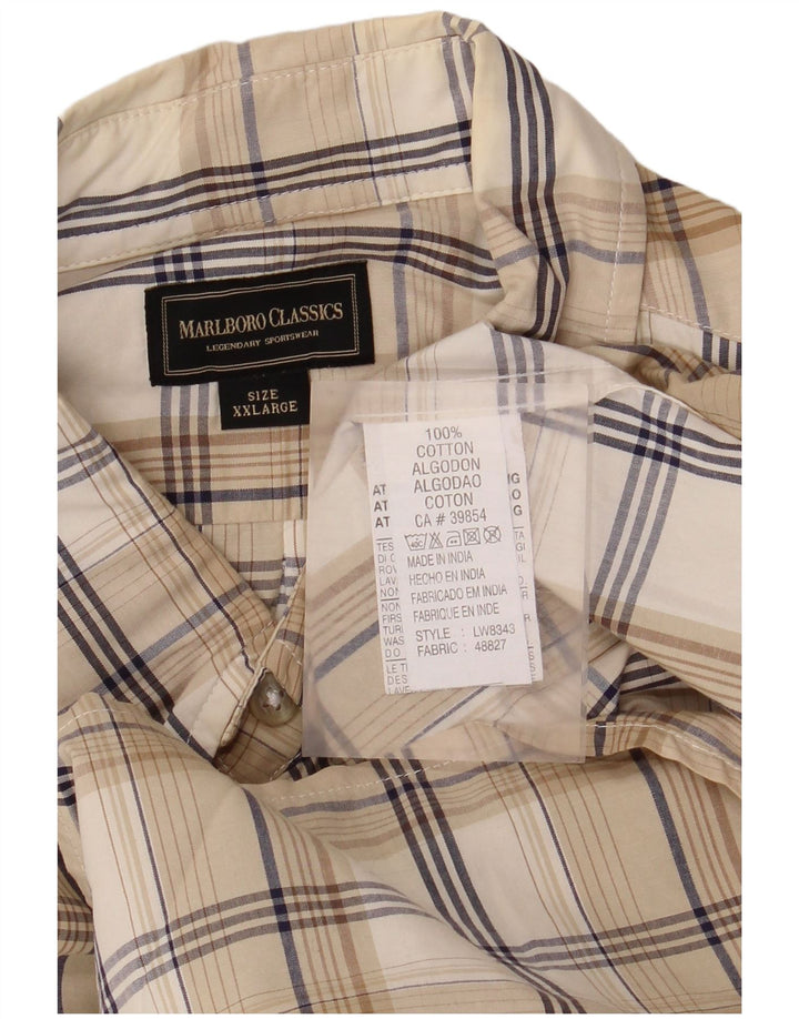 Camisa masculina Marlboro Classics 2XL algodão xadrez bege