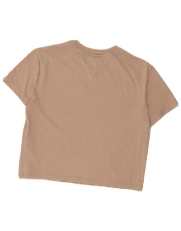 Tommy Hilfiger Camiseta Feminina Crop Top UK 6 XS Algodão Bege
