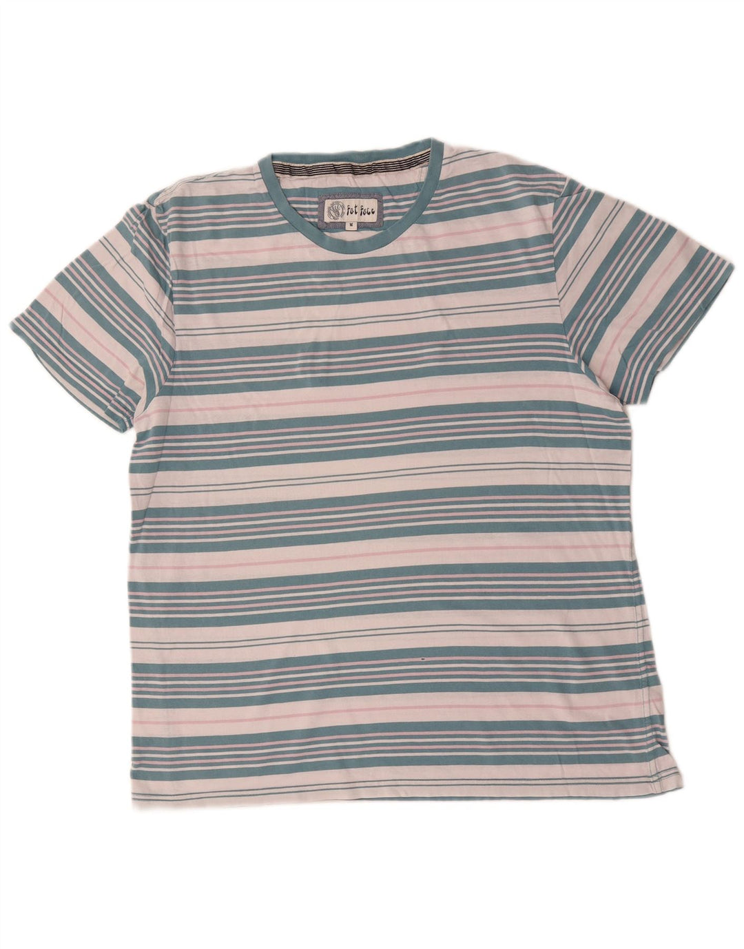 Camiseta masculina Fat Face Top de algodão listrado azul médio