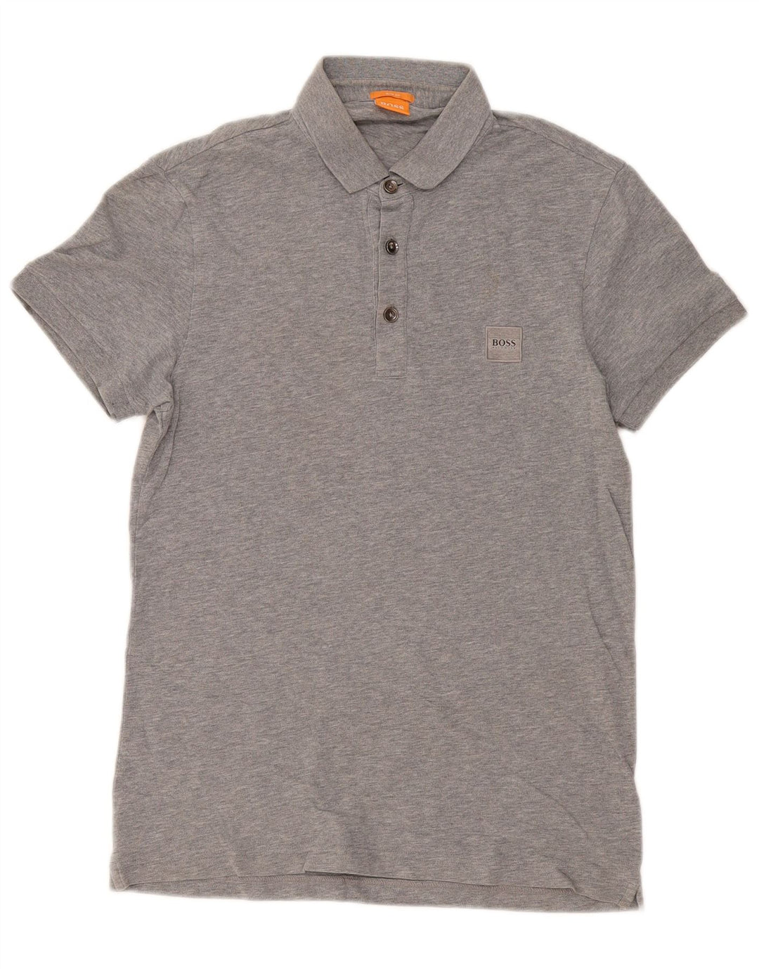 Camisa polo masculina Hugo Boss Slim Fit pequena de algodão cinza