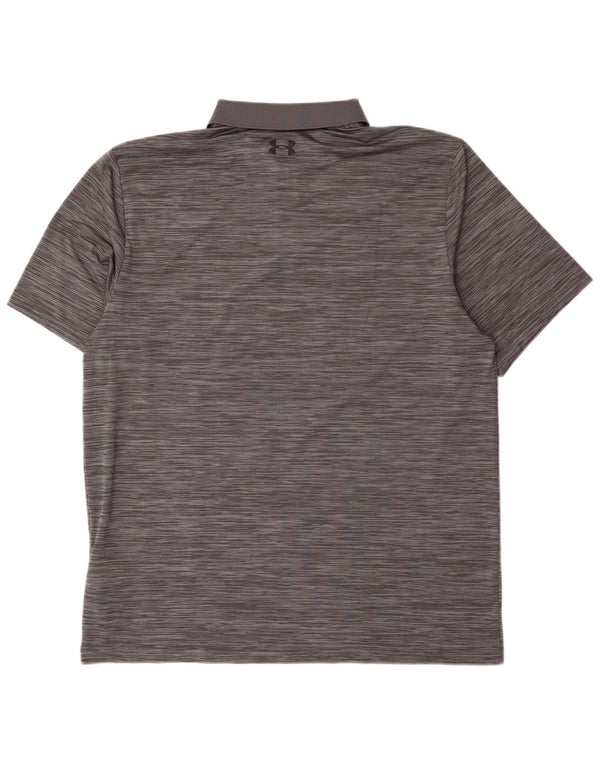 Camisa polo masculina Under Armour grande poliéster listrado cinza