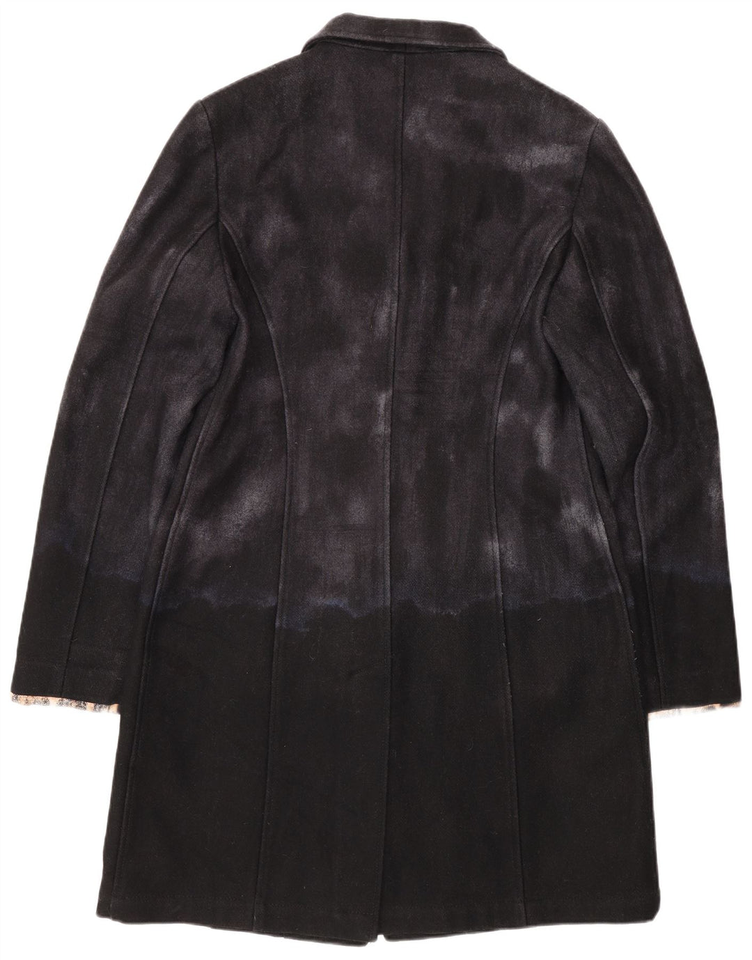 Sobretudo feminino Moschino UK 14 lã colorblock preto médio
