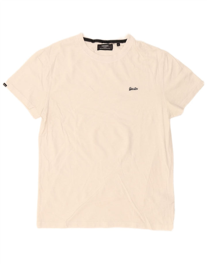 Camiseta masculina Superdry Top grande algodão branco