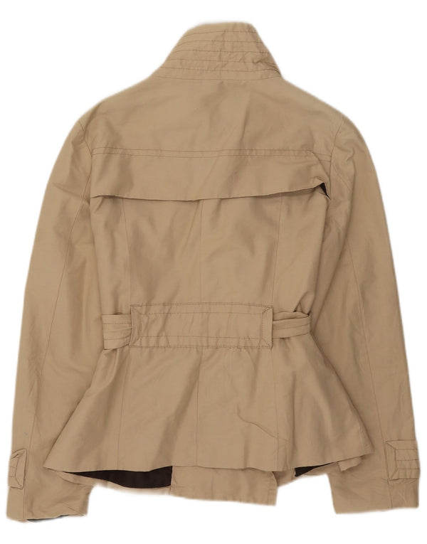 Zara Womens Short Trench Coat UK 14 Grande Algodão Bege