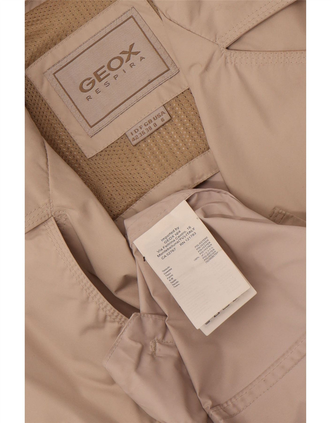 Geox Womens Respira Double Breasted Trench Coat UK 8 Pequeno Poliéster Bege