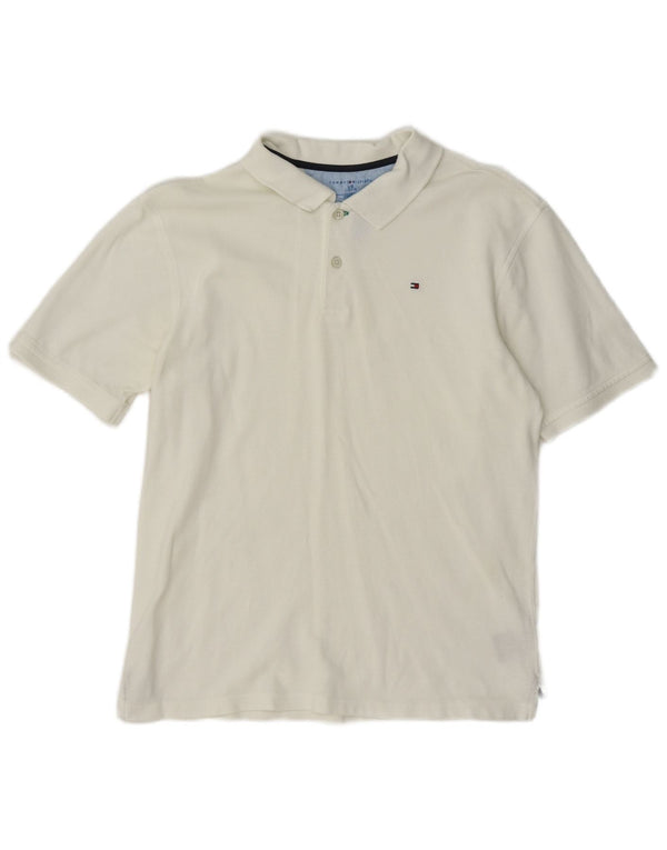 Camisa polo masculina Tommy Hilfiger 12-13 anos grande algodão branco