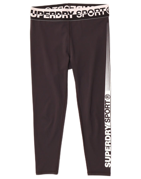Superdry Womens Graphic Crop Leggings Reino Unido 16 Grande Preto