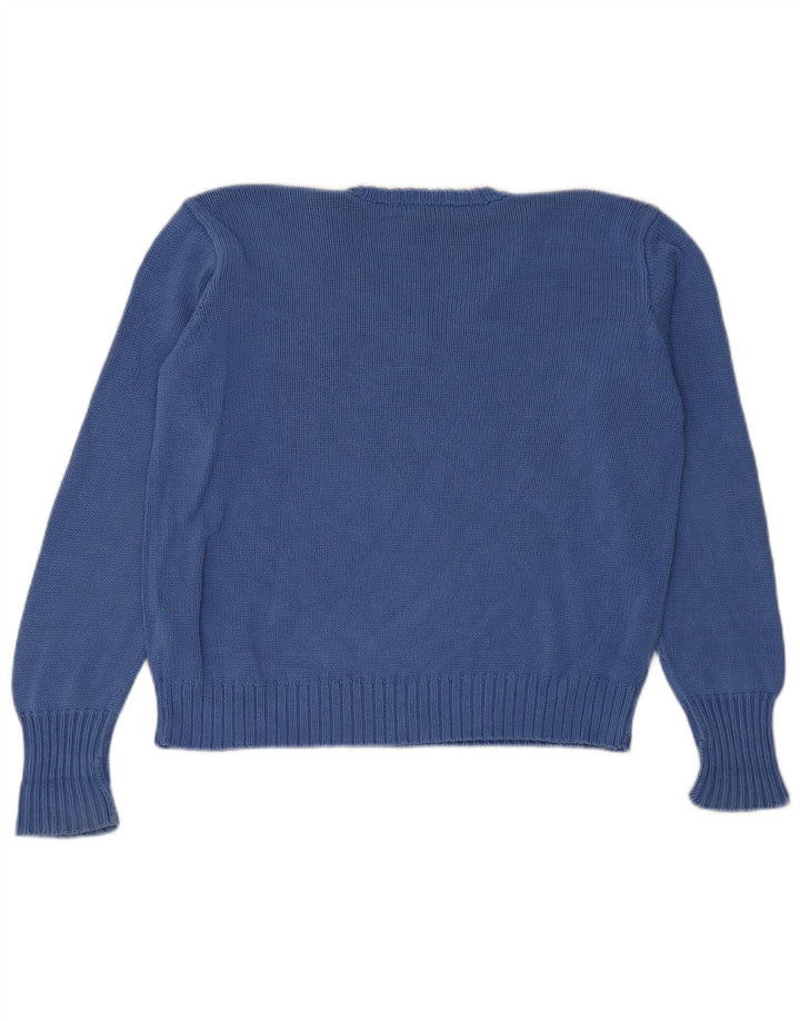 Ralph Lauren Suéter feminino superdimensionado com decote em V Reino Unido 14 azul médio