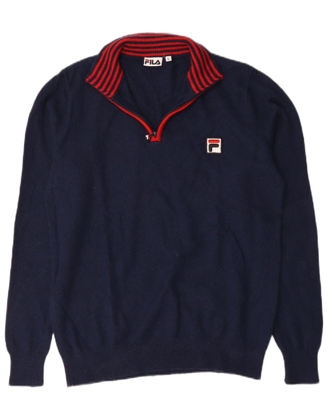 Suéter masculino Fila com zíper e gola grande nylon azul marinho