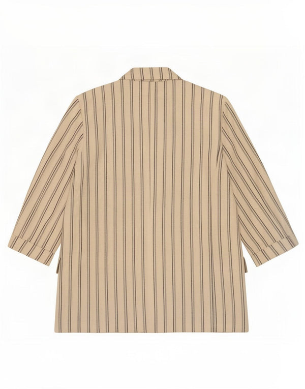 Jaqueta blazer feminina Zara manga 3/4 Reino Unido 10 pequena listrada branca