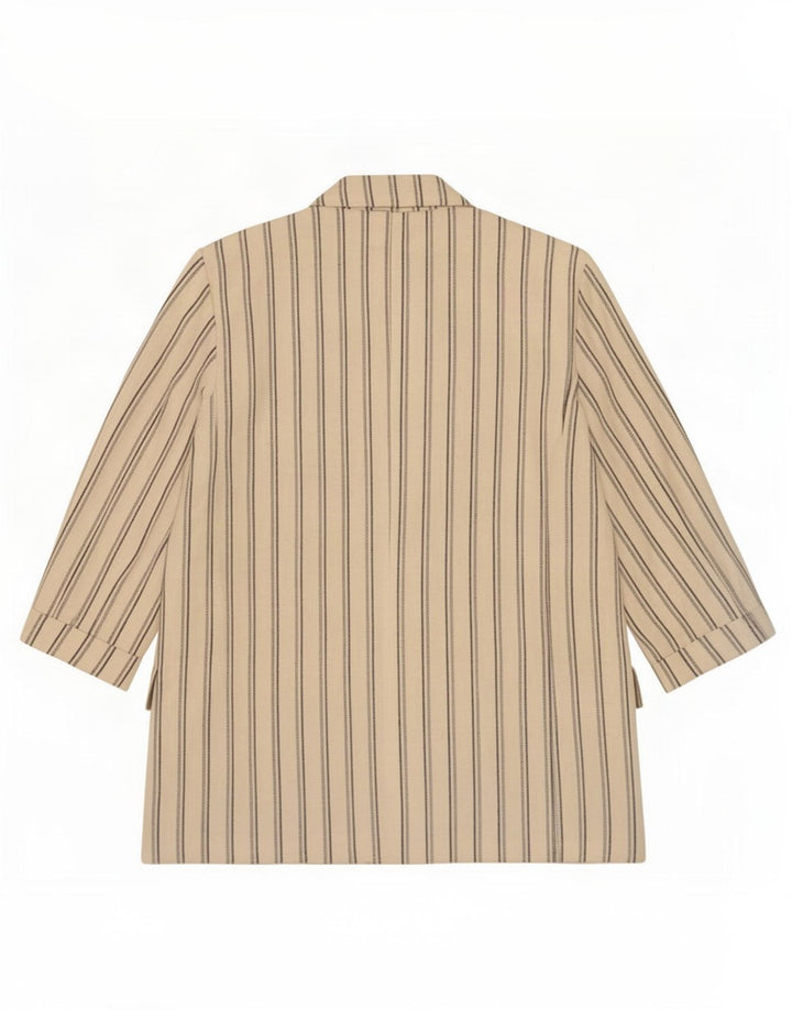 Jaqueta blazer feminina Zara manga 3/4 Reino Unido 10 pequena listrada branca