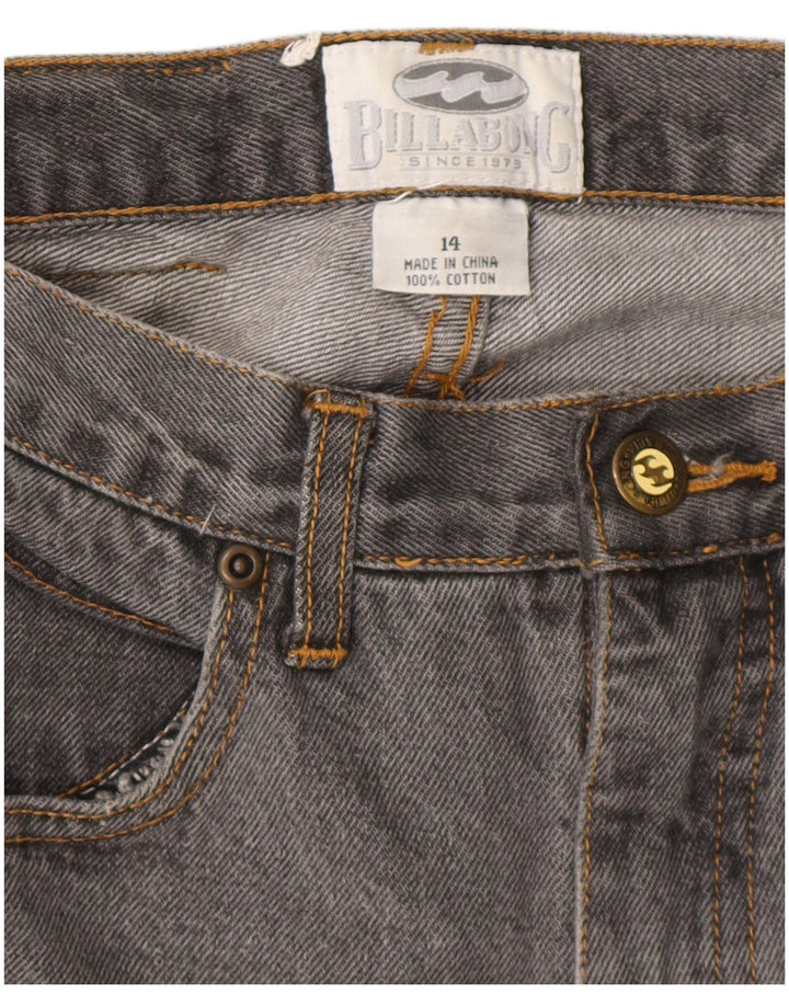 Calça jeans solta cintura alta feminina Billabong 13-14 anos W28 L25 algodão cinza