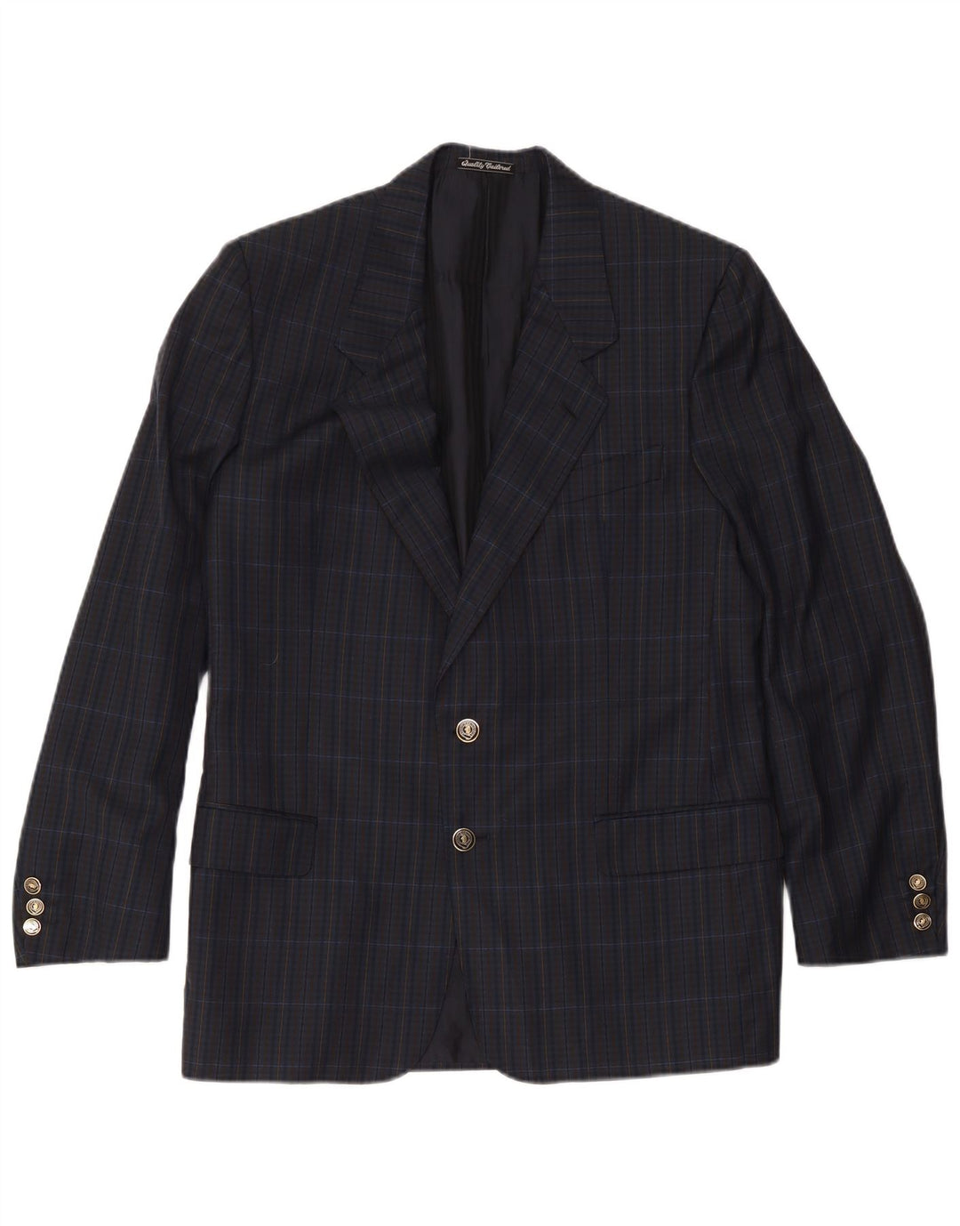 Jaqueta blazer masculina Sidi com 2 botões Reino Unido 38 xadrez azul marinho médio