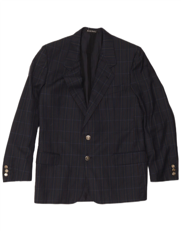 Jaqueta blazer masculina Sidi com 2 botões Reino Unido 38 xadrez azul marinho médio