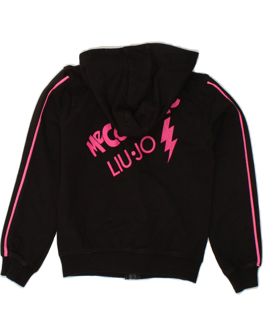LIU JO Girls Graphic Zip Hoodie Sweater 9-10 Years Black Cotton Vintage Liu Jo and Second-Hand Liu Jo from Messina Hembry 