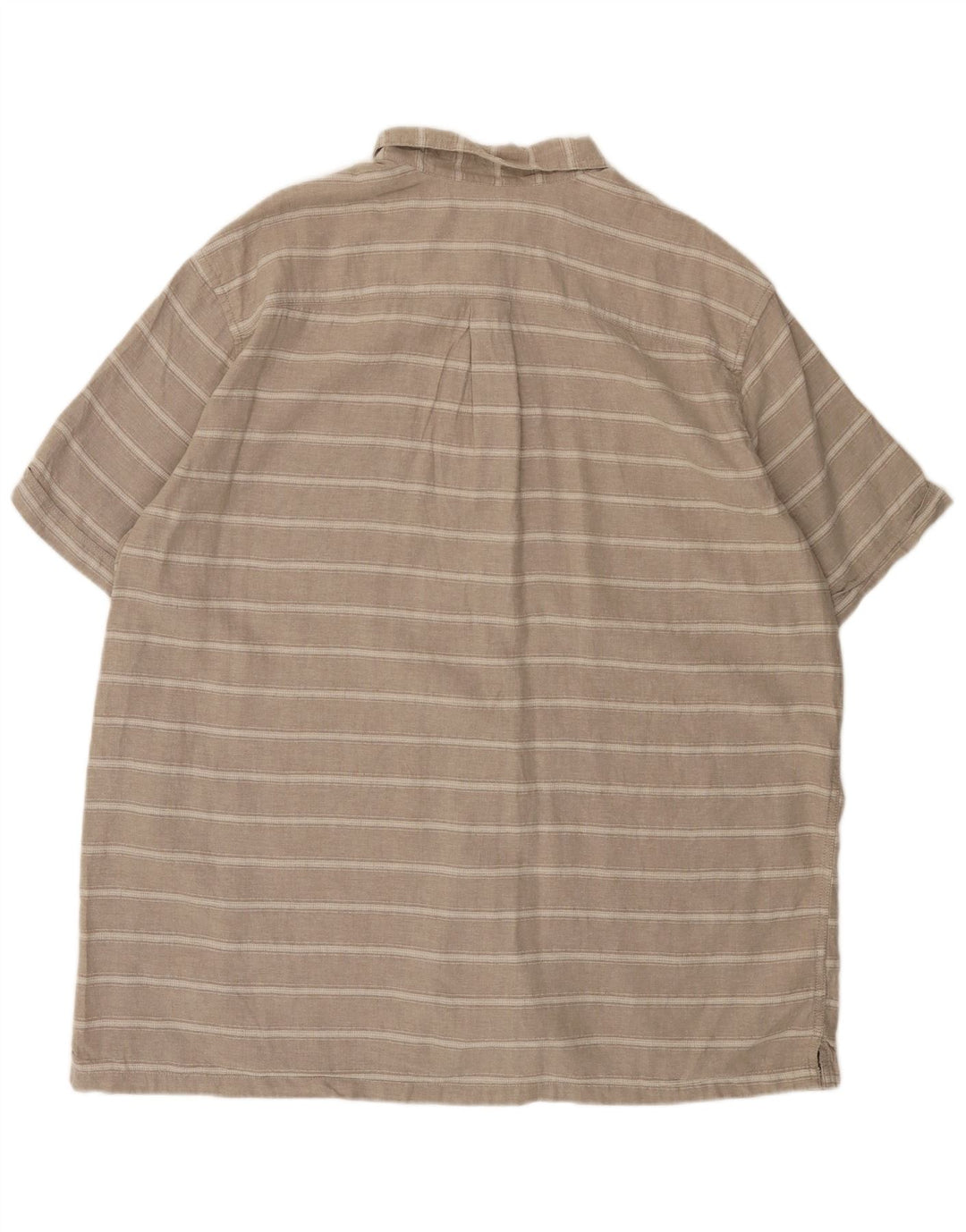 EDDIE BAUER Camisa masculina de manga curta clássica 2XL linho listrado cinza