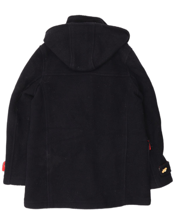 Casaco Duffle feminino com capuz Topshop Reino Unido 12 lã azul marinho médio