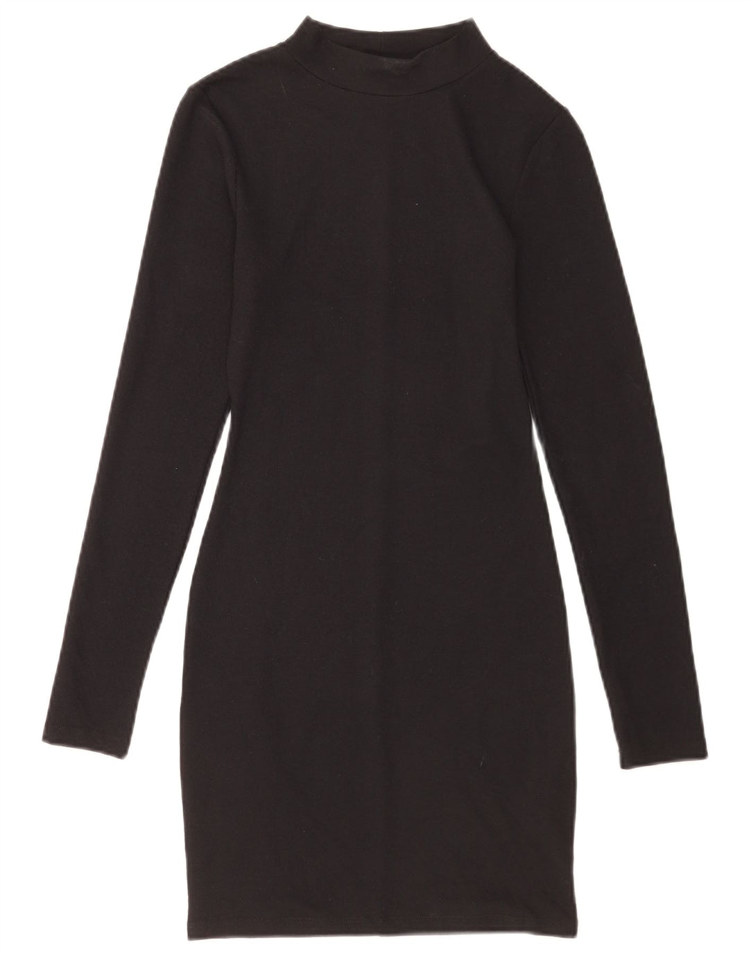 Vestido feminino Zara com bainha de manga comprida Reino Unido 8 pequeno poliéster preto