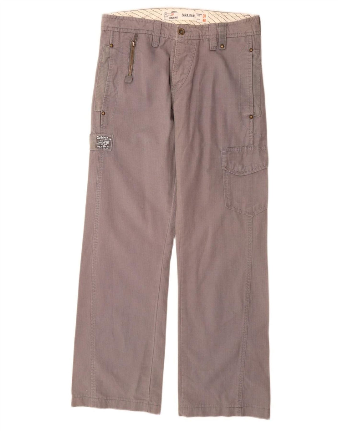 Calça cargo reta masculina Zara EU 40 médio W31 L31 cinza