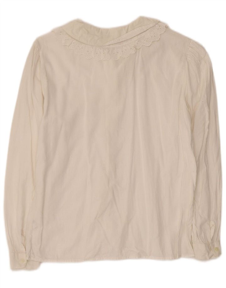 Blusa feminina Benetton UK 8 pequena algodão off white