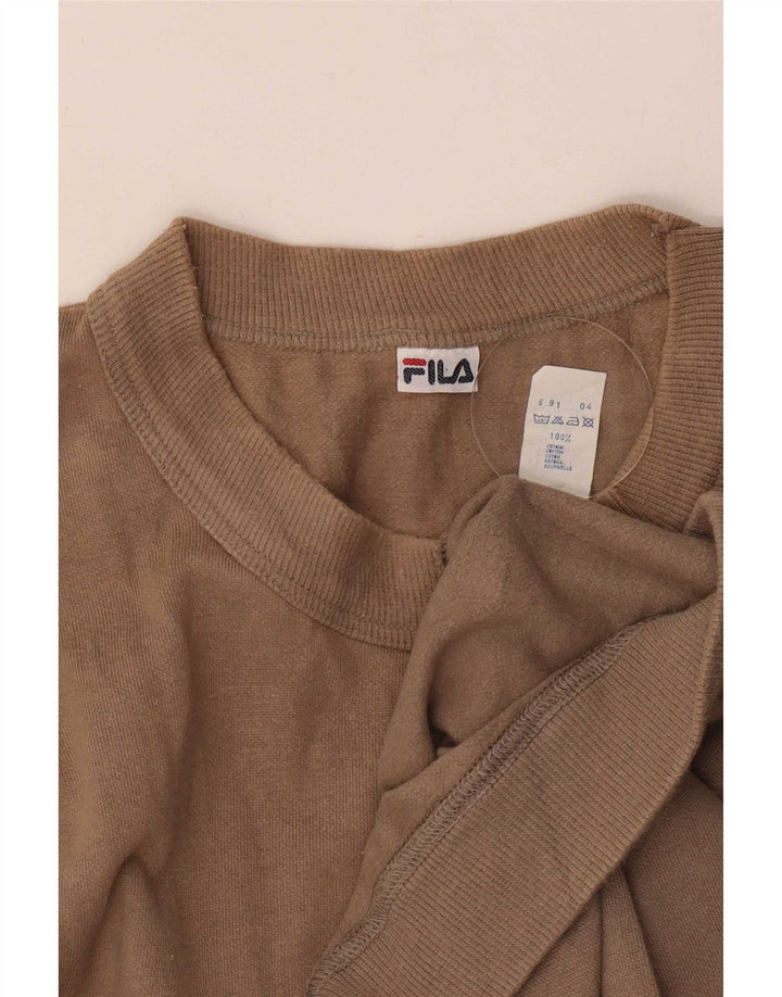 Fila moletom gráfico masculino jumper grande algodão bege
