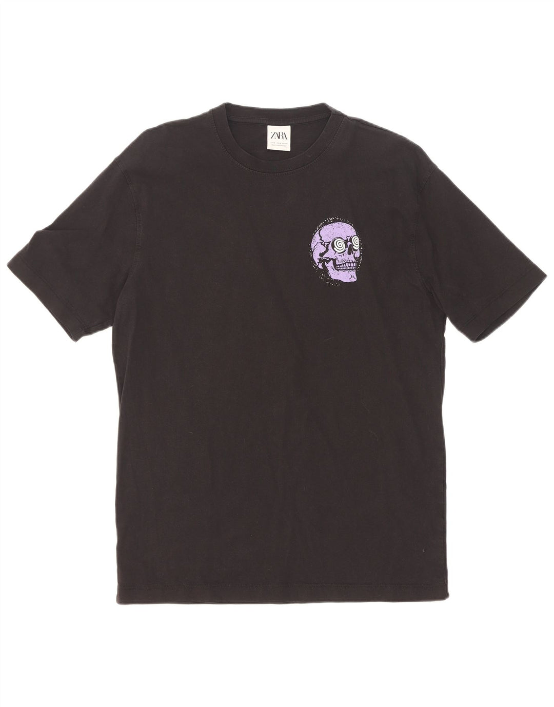 Zara Camiseta masculina gráfica top pequeno algodão preto