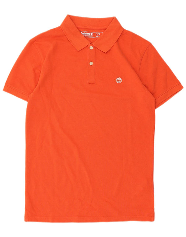 Camisa polo masculina Timberland Slim Fit pequena laranja algodão