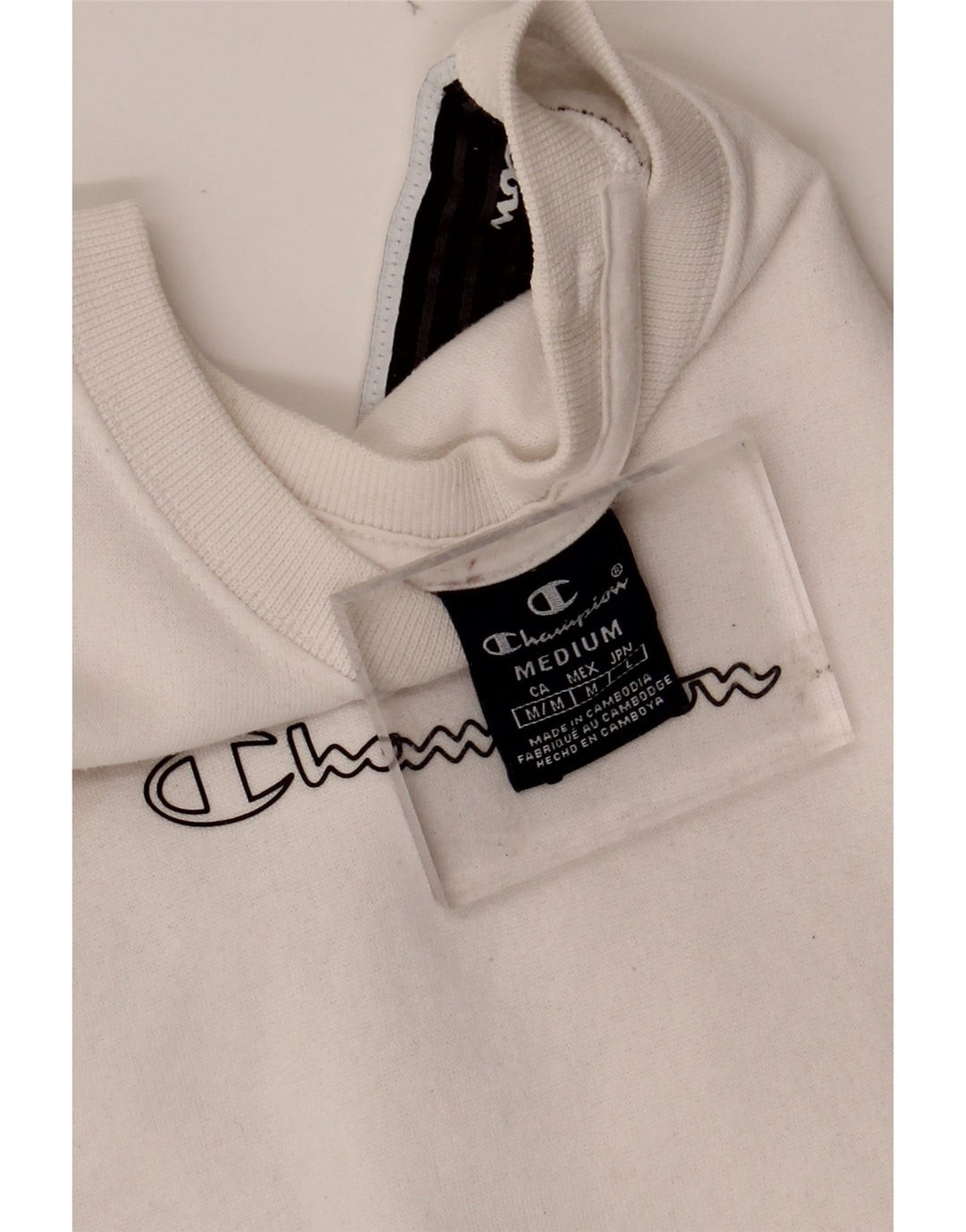 CHAMPION Suéter gráfico masculino com capuz médio branco colorblock