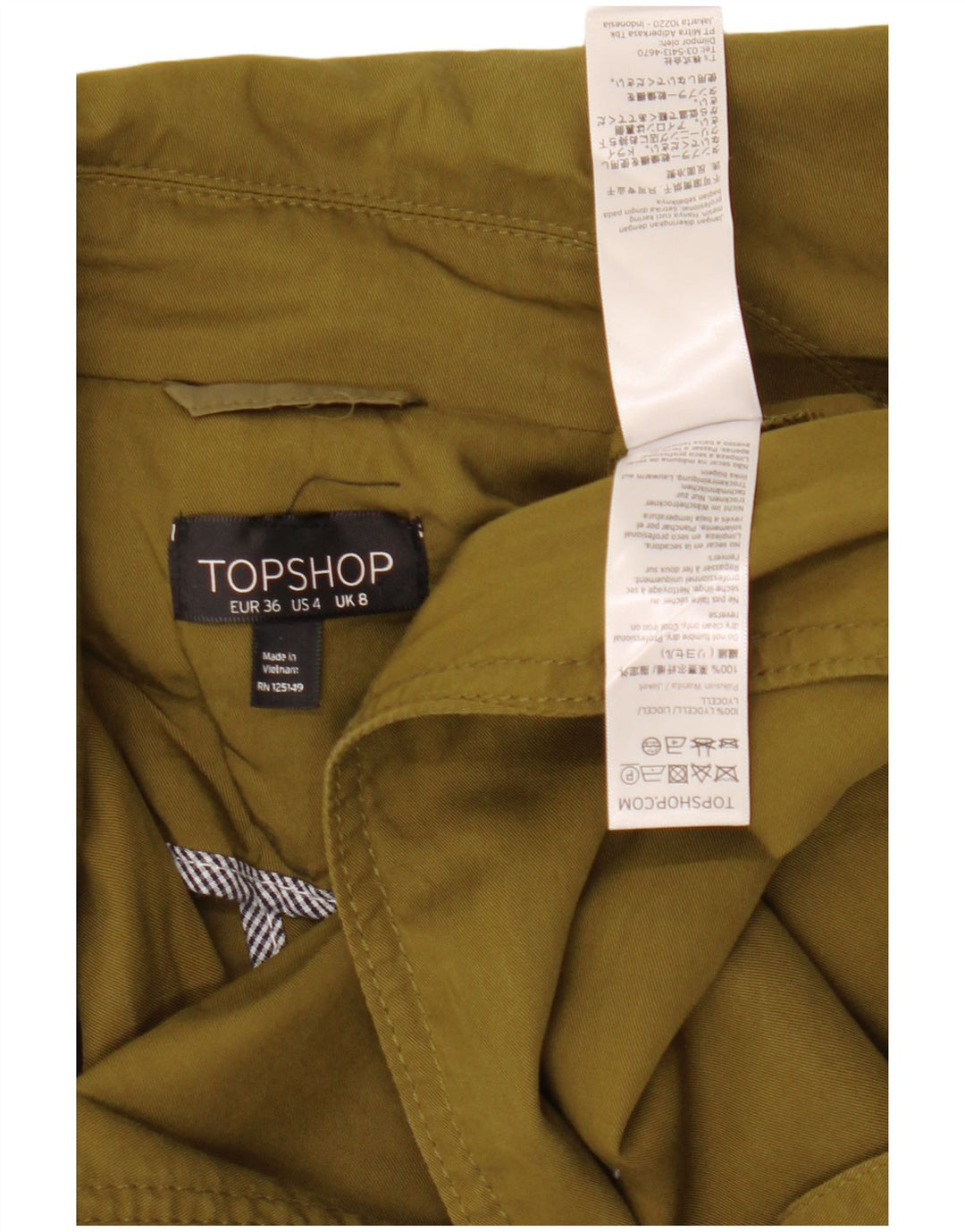 Topshop feminino oversized trench coat Reino Unido 8 pequeno cáqui Lyocell
