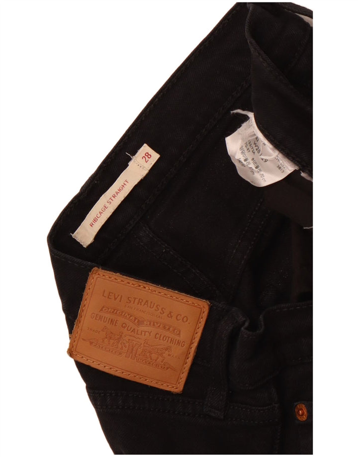 Jeans femininos Levi's Ribcage recortados W28 L24 preto