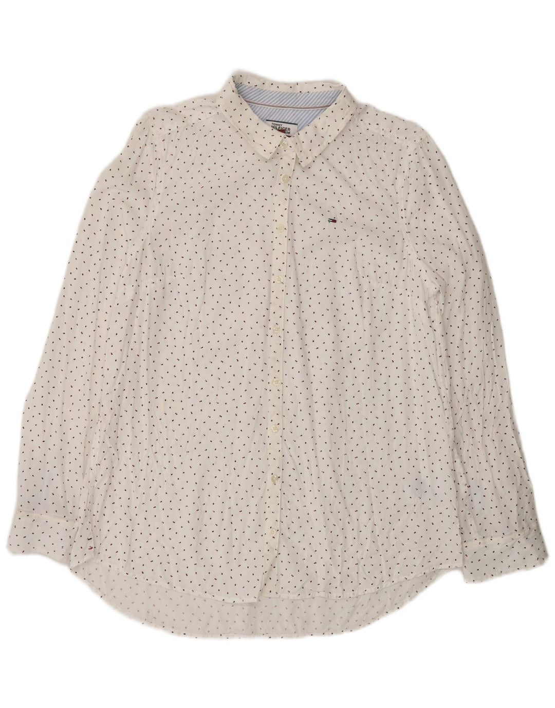 Camisa Tommy Hilfiger Feminina Reino Unido 16 Grande Lyocell Branco Manchado