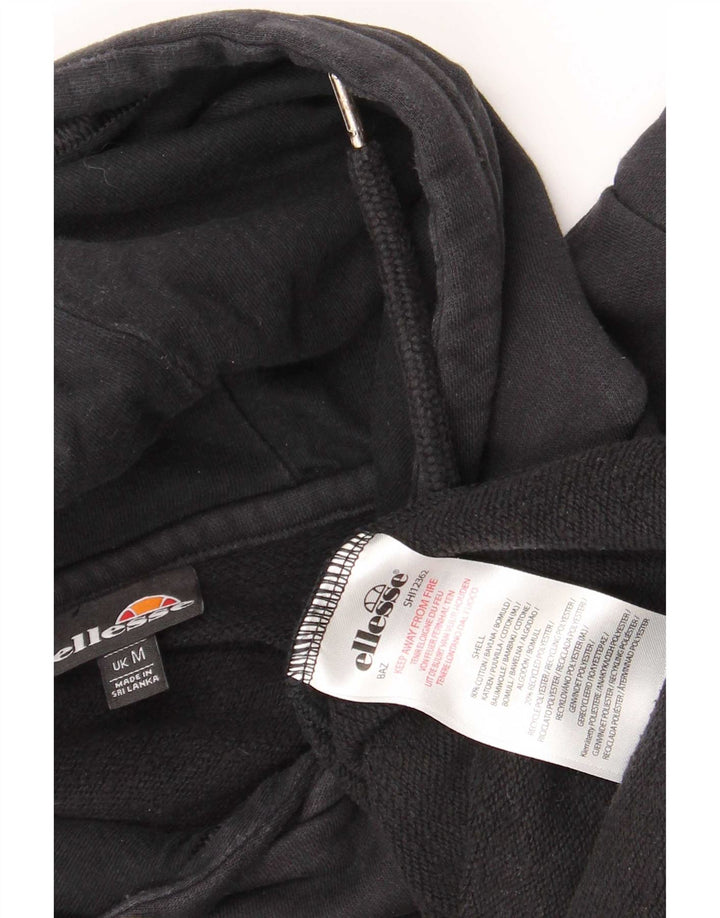 Suéter Ellesse masculino com capuz gráfico médio preto algodão