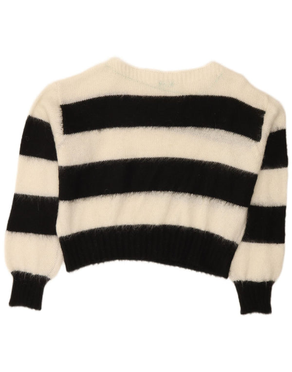 Suéter feminino Benetton com gola canoa UK 16 listrado grande multicolorido