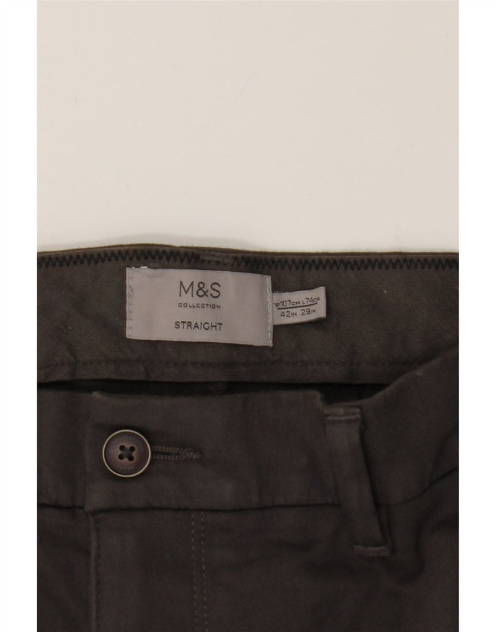 MARKS & SPENCER Mens Straight Chino Trousers W42 L29 Grey Cotton Vintage Marks & Spencer and Second-Hand Marks & Spencer from Messina Hembry 