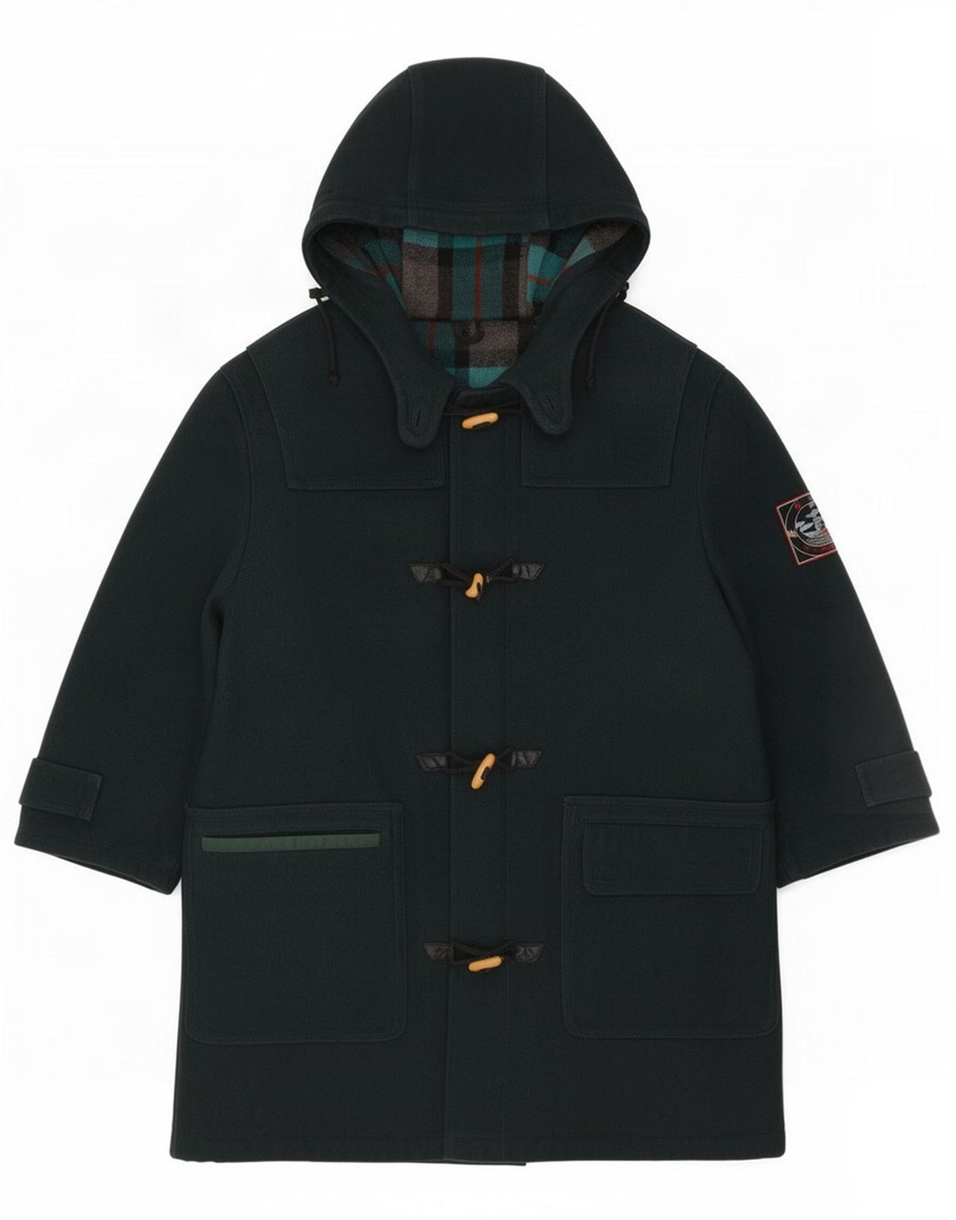 Casaco masculino vintage com capuz IT 46 lã verde pequena