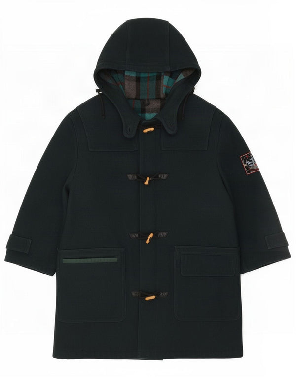 Casaco masculino vintage com capuz IT 46 lã verde pequena