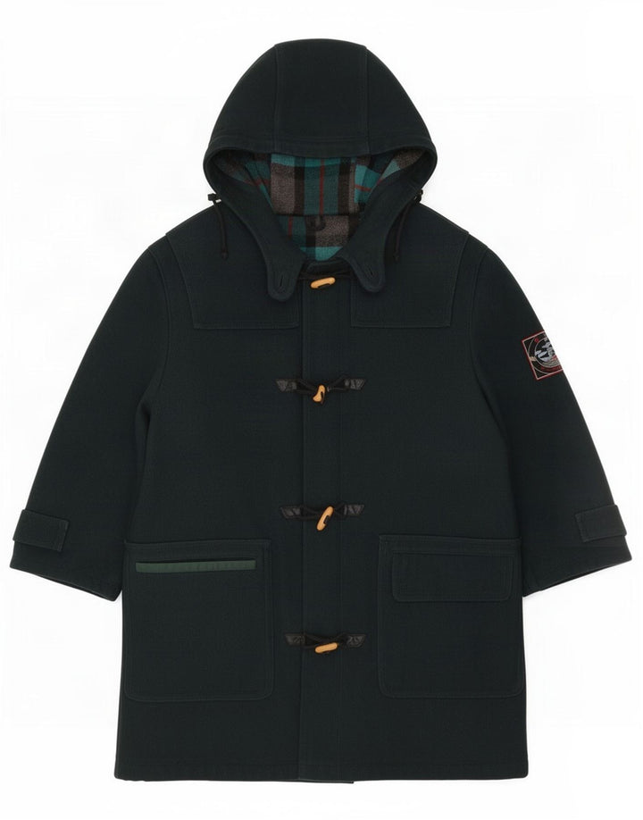 Casaco masculino vintage com capuz IT 46 lã verde pequena