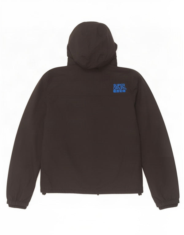 Jaqueta corta-vento masculina Superdry com capuz gráfico UK 42 XL preto nylon