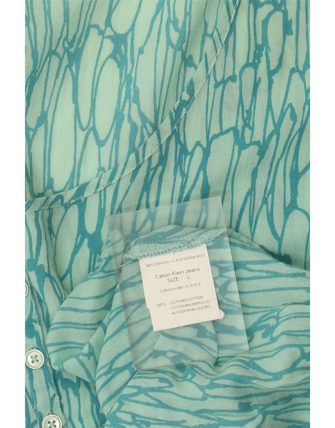 Blusa Feminina Calvin Klein Jeans com Padrão Abstrato Top Reino Unido 16 Grande Verde