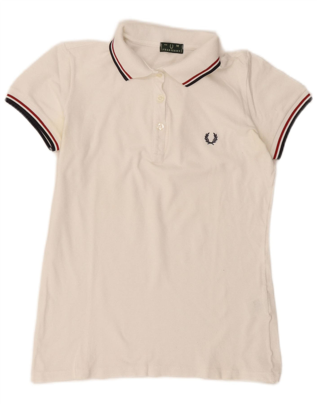 Camisa pólo feminina Fred Perry Reino Unido 14 algodão branco médio