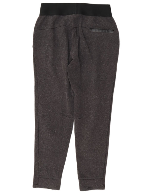 Calça de treino feminina Adidas UK 8/10 pequena cinza colorblock algodão