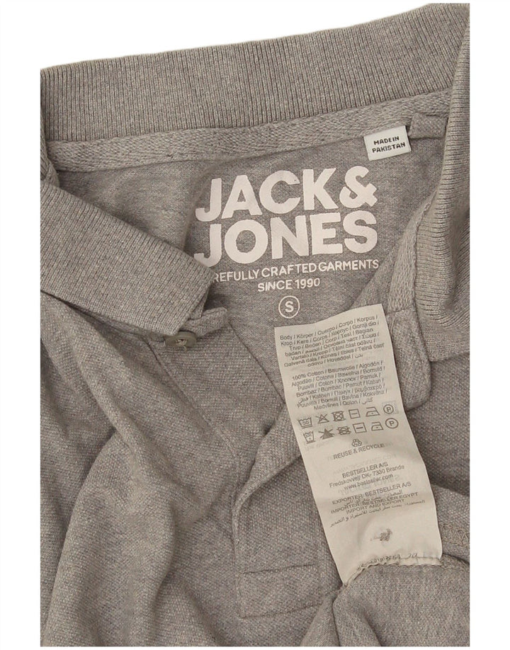 Camisa polo masculina Jack & Jones pequena cinza algodão