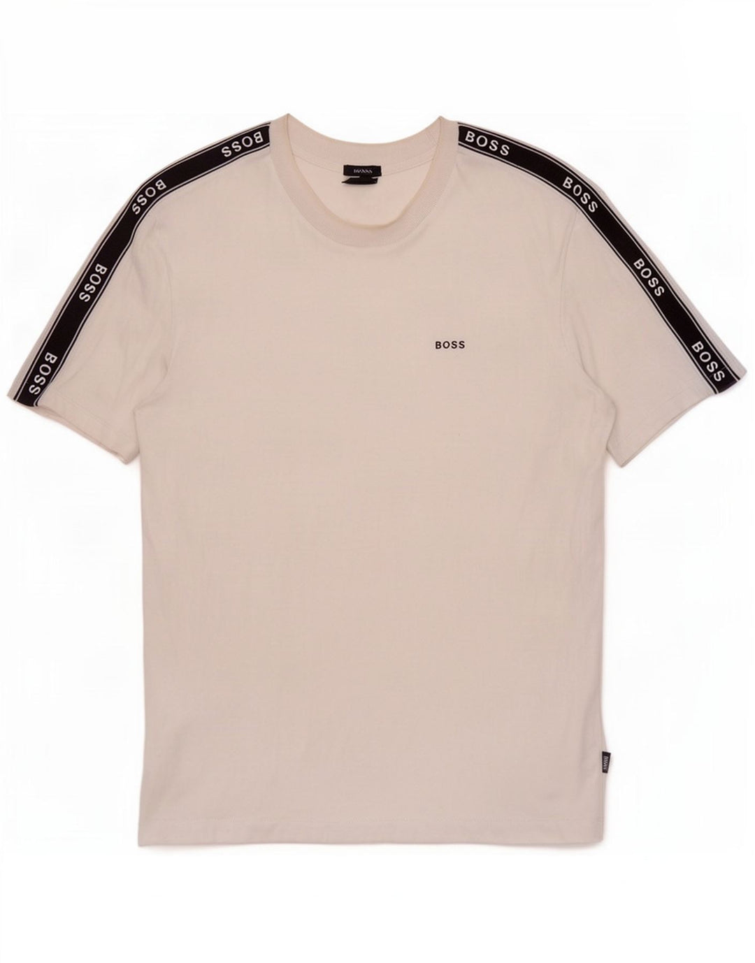 Camiseta gráfica masculina Hugo Boss Top médio branco algodão colorblock
