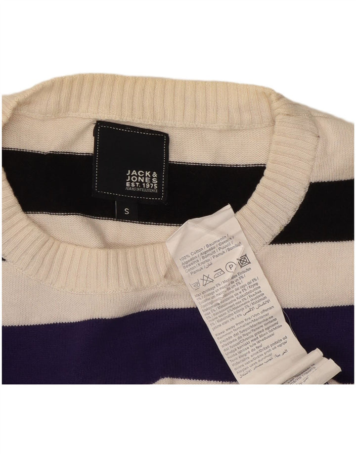 Jack & Jones Suéter masculino com gola redonda, pequeno listrado multicolorido