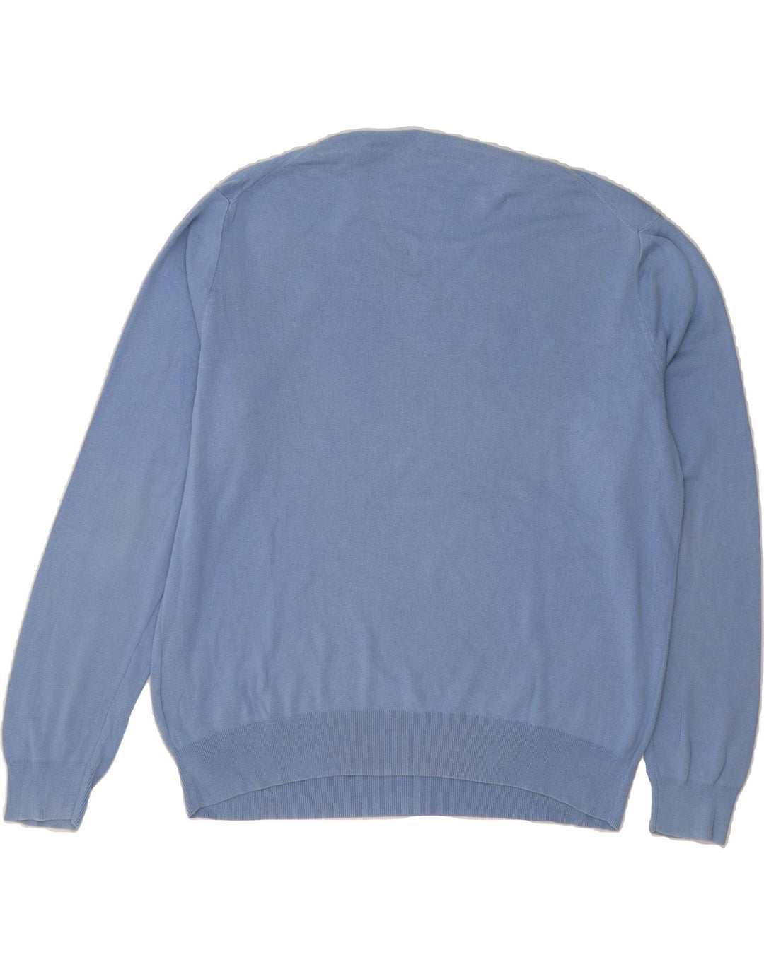 POLO RALPH LAUREN Mens V-Neck Jumper Sweater XL Blue Cotton Vintage Polo Ralph Lauren and Second-Hand Polo Ralph Lauren from Messina Hembry 